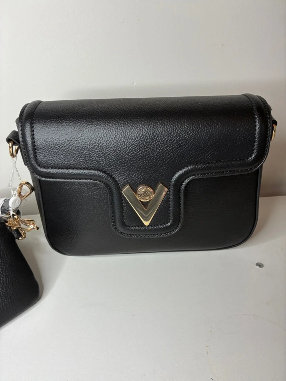 Valentino Orlandi Black Crossbody Bag with Matching Coin Pouch NWT - Picture 4 of 15